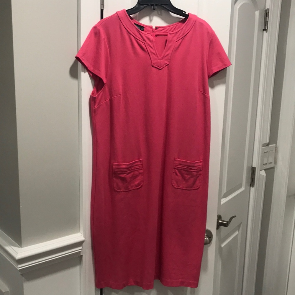 Talbots coral v neck cut dress w/ cap sleeves